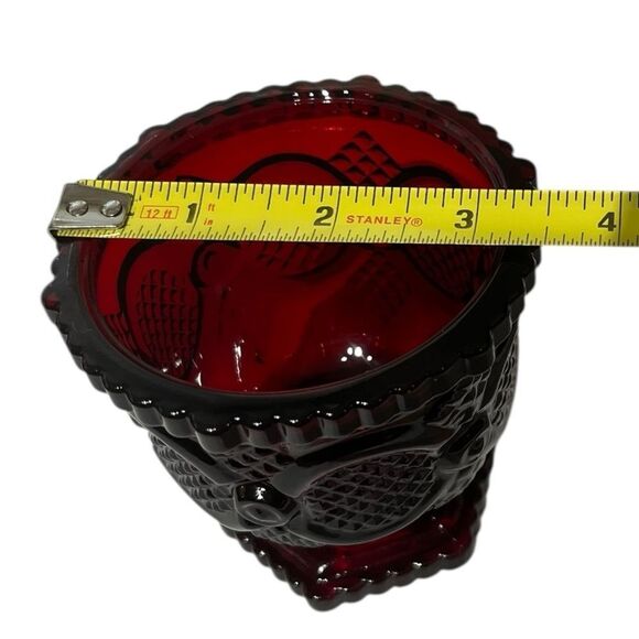 Avon 1876 Cape Cod Collection Vintage Ruby Red Glass Sugar Bowl - Picture 8 of 9